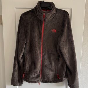 The North Face Dark Green Fleece Jacket with Pink Details